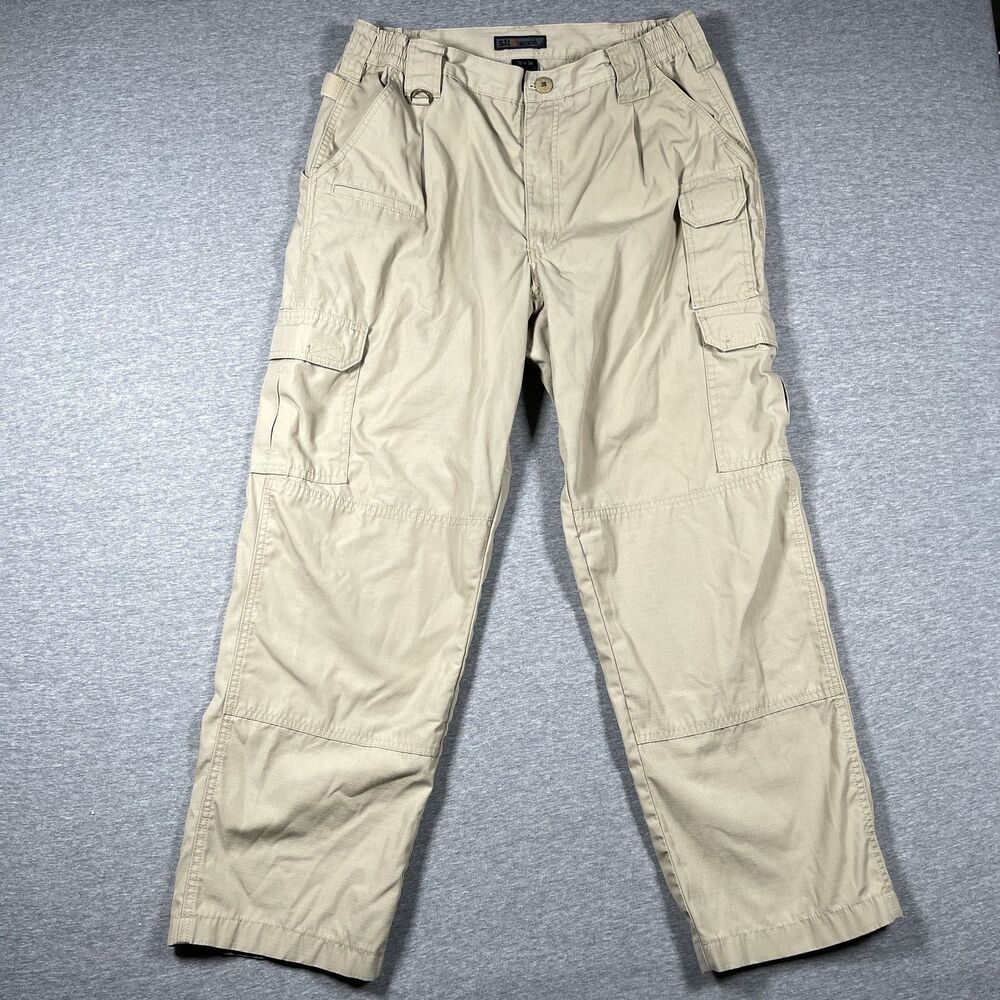 5.11 Tactical Cargo Pants Mens 36x34 Beige Canvas Polyester Cotton Relaxed Fit